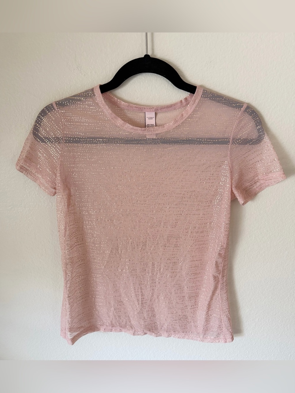Victoria's Secret Pink Sheer Metallic Short Sleeve Tee